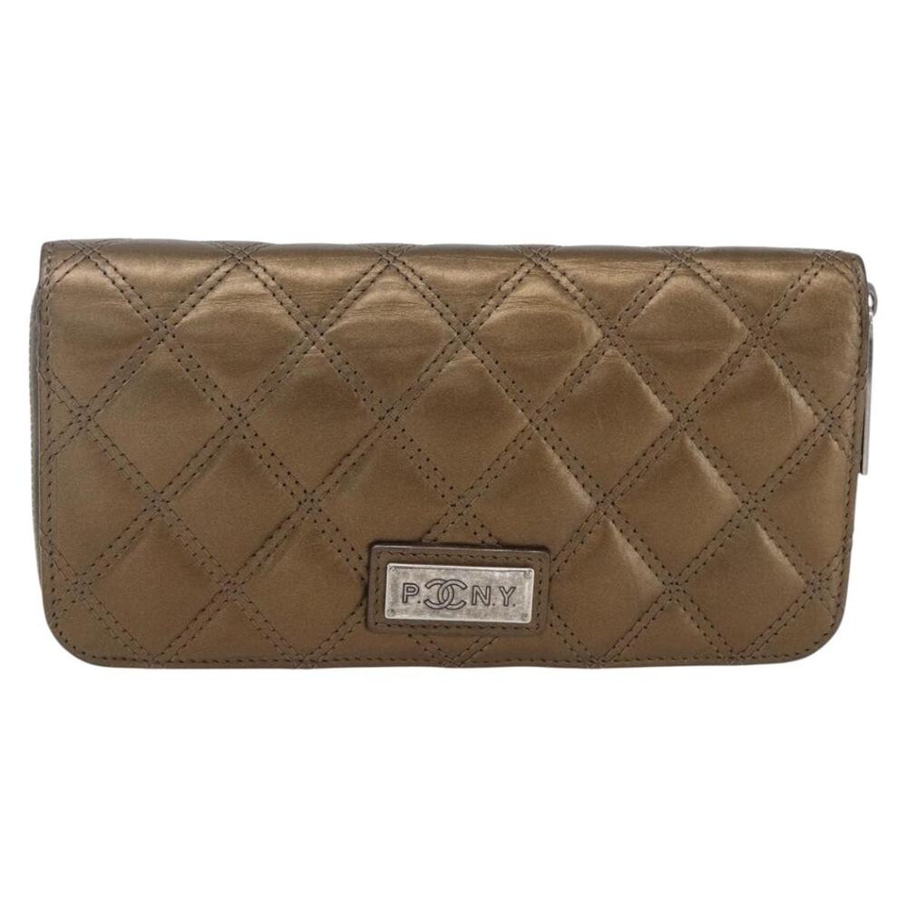 Chanel Leather Bicolore Long Wallet Gold